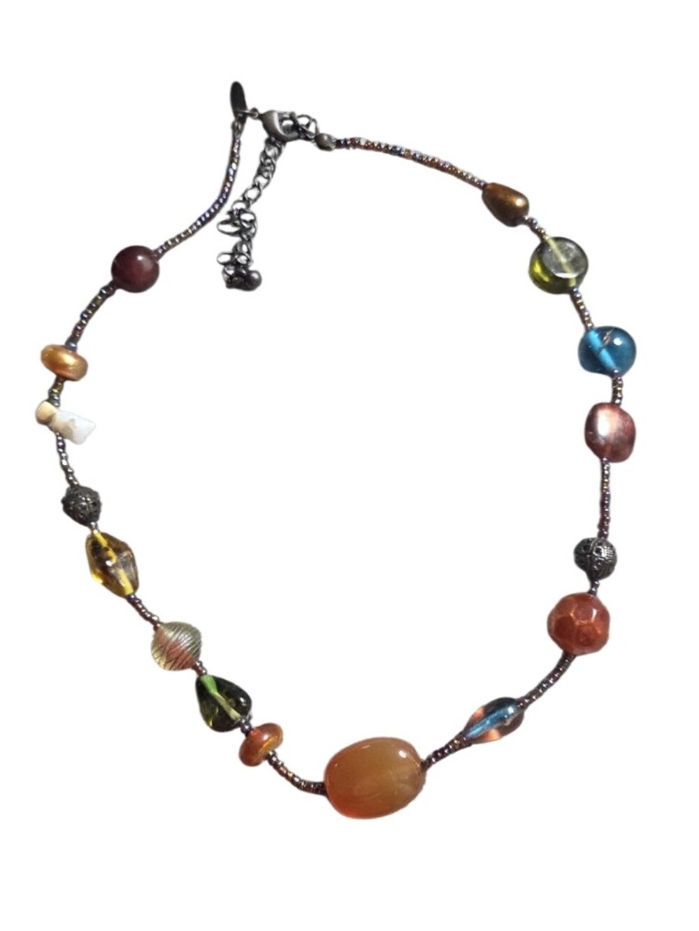 90s Lia Sophia Color Vibe Agate Beaded Necklace - Artisan Glass & Stone Accent
